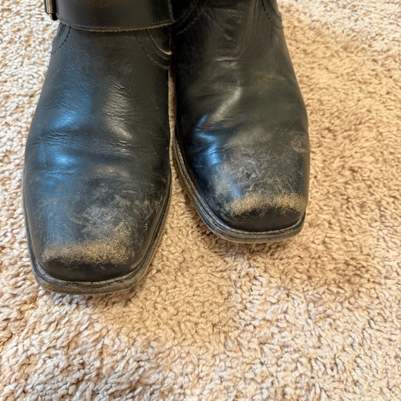 Frye Smith Engineer Distressed Buckle Leather Boots - Picture 3 of 8